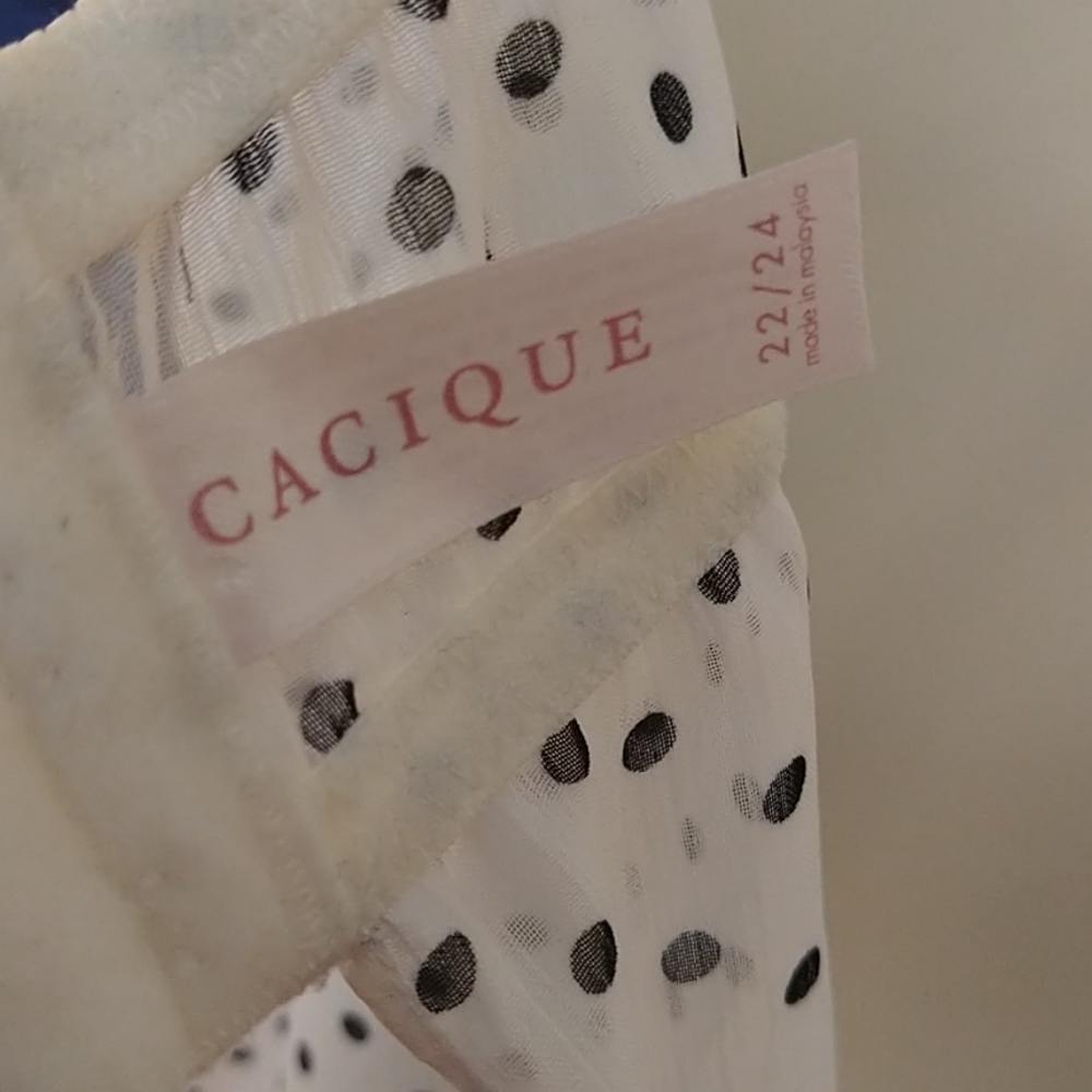 Lane Bryant White Polka Dot & Black Lace Babydoll with Purple Bow. Worn once! - Picture 4 of 4